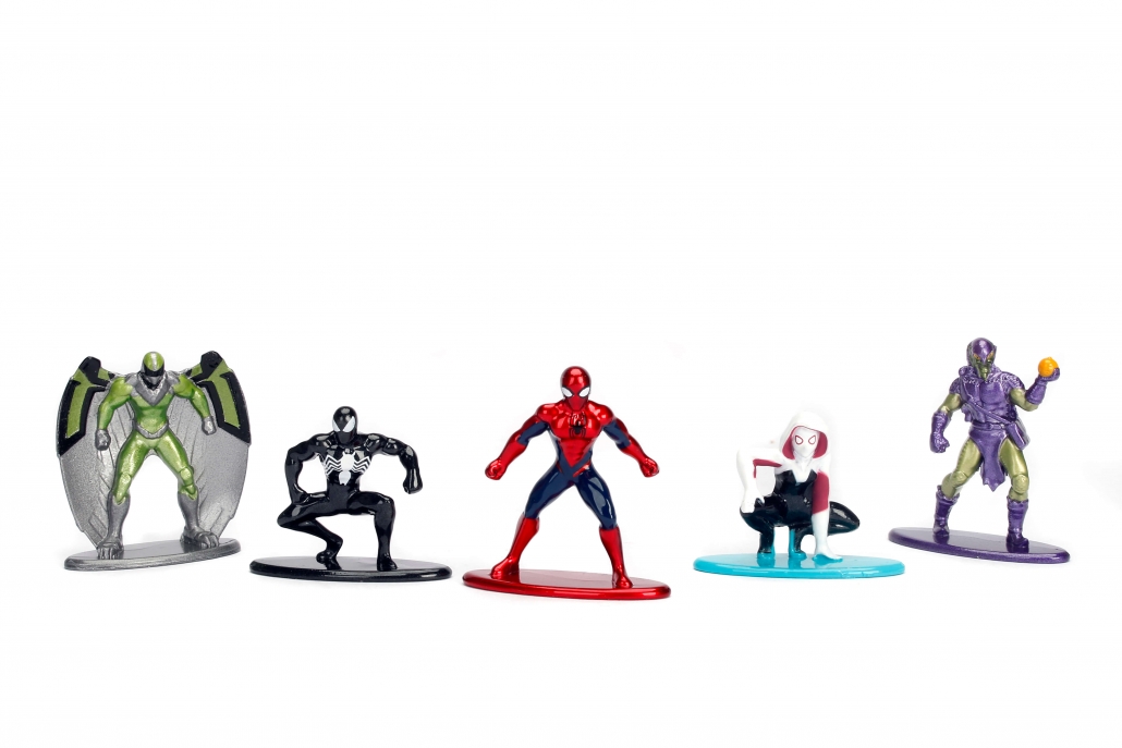 Nano Metalfigs Die Cast Marvel Spider Man Spider Gwen Vulture Green Goblin 5-Pk 